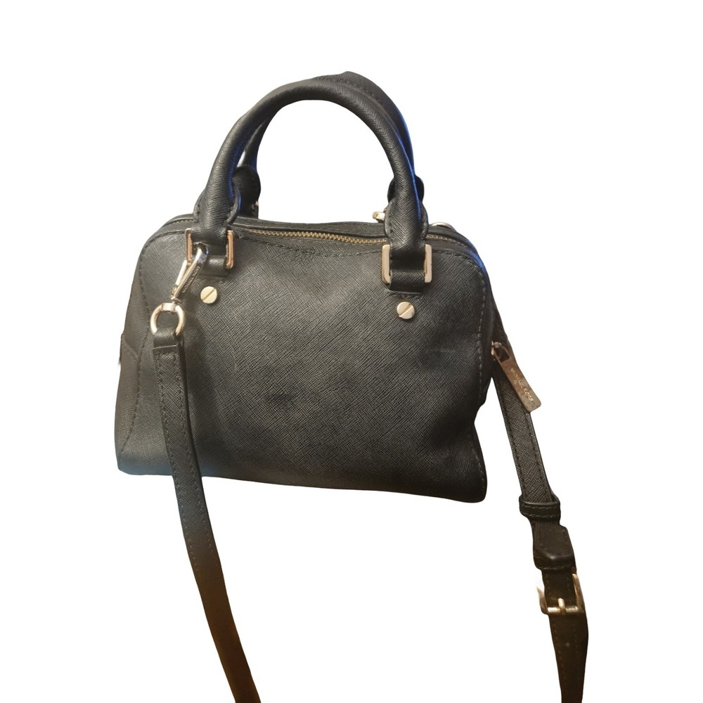 Michael Kors Bedford Mini Satchel Black Saffiano Leather Crossbody Bag Gold Tone - Picture 6 of 10